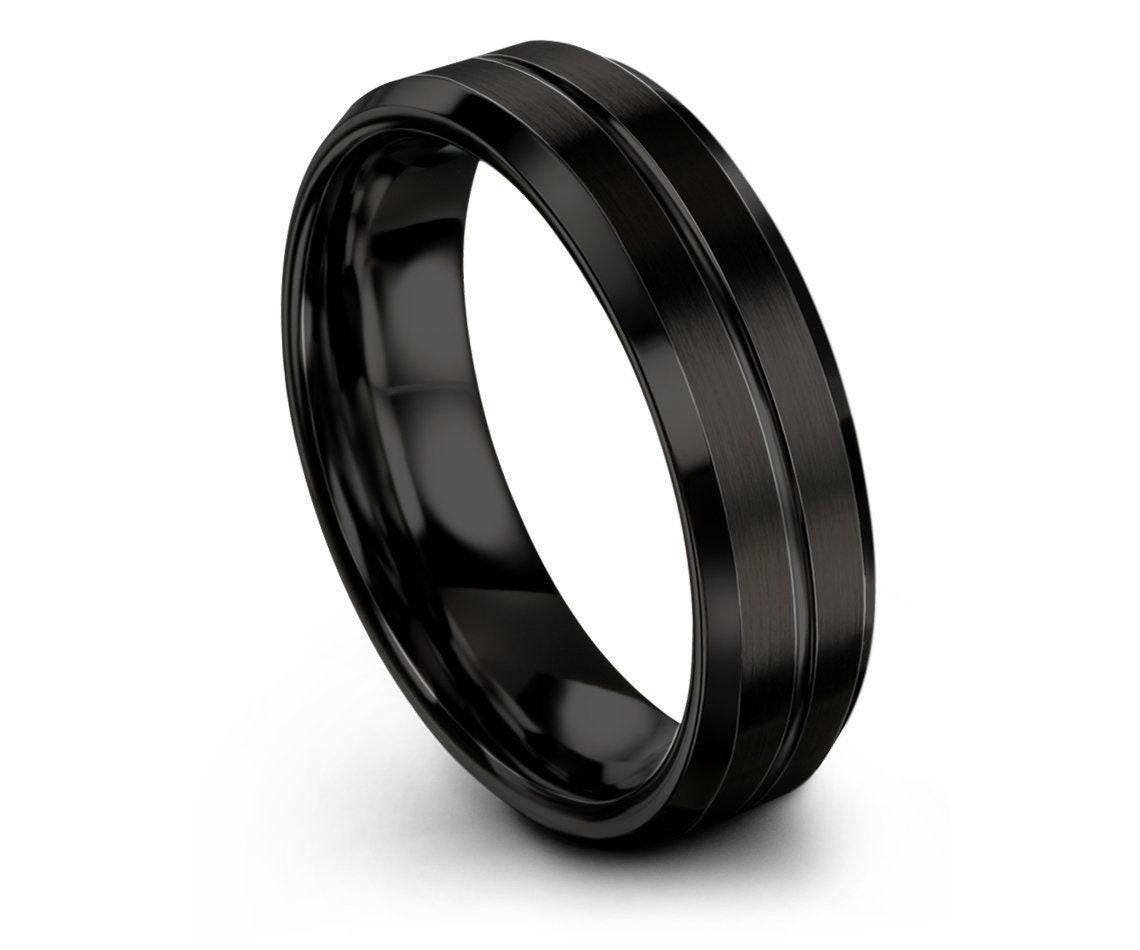 Mens Black Tungsten Ring, Women Wedding Band, Engagement Promise Ring, Christsmas Gift 2024, Gifts for Her, Free Shipping