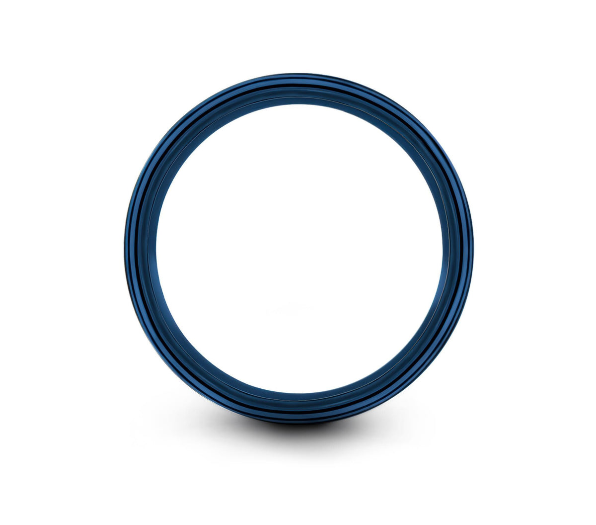 Two Tone Tungsten Wedding Band, Silver and Blue Ring, Comfort Fit