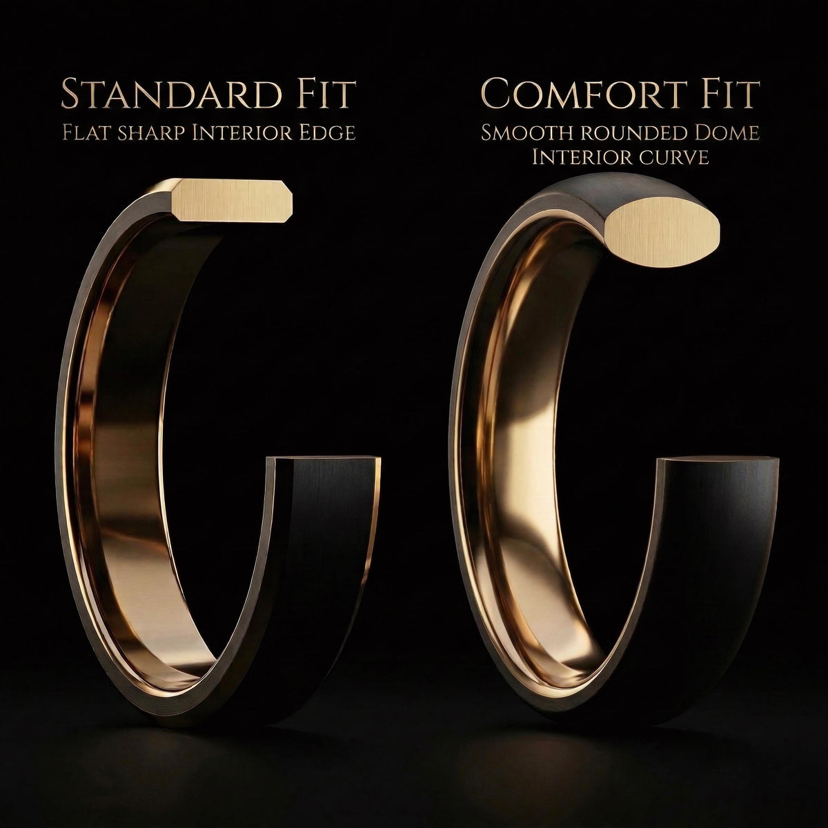 Tungsten Carbide Mens Wedding Band Black Rose Gold 8mm Flat Edge Custom Engraved Personalized Ring Minimalist Handmade Gift for Him