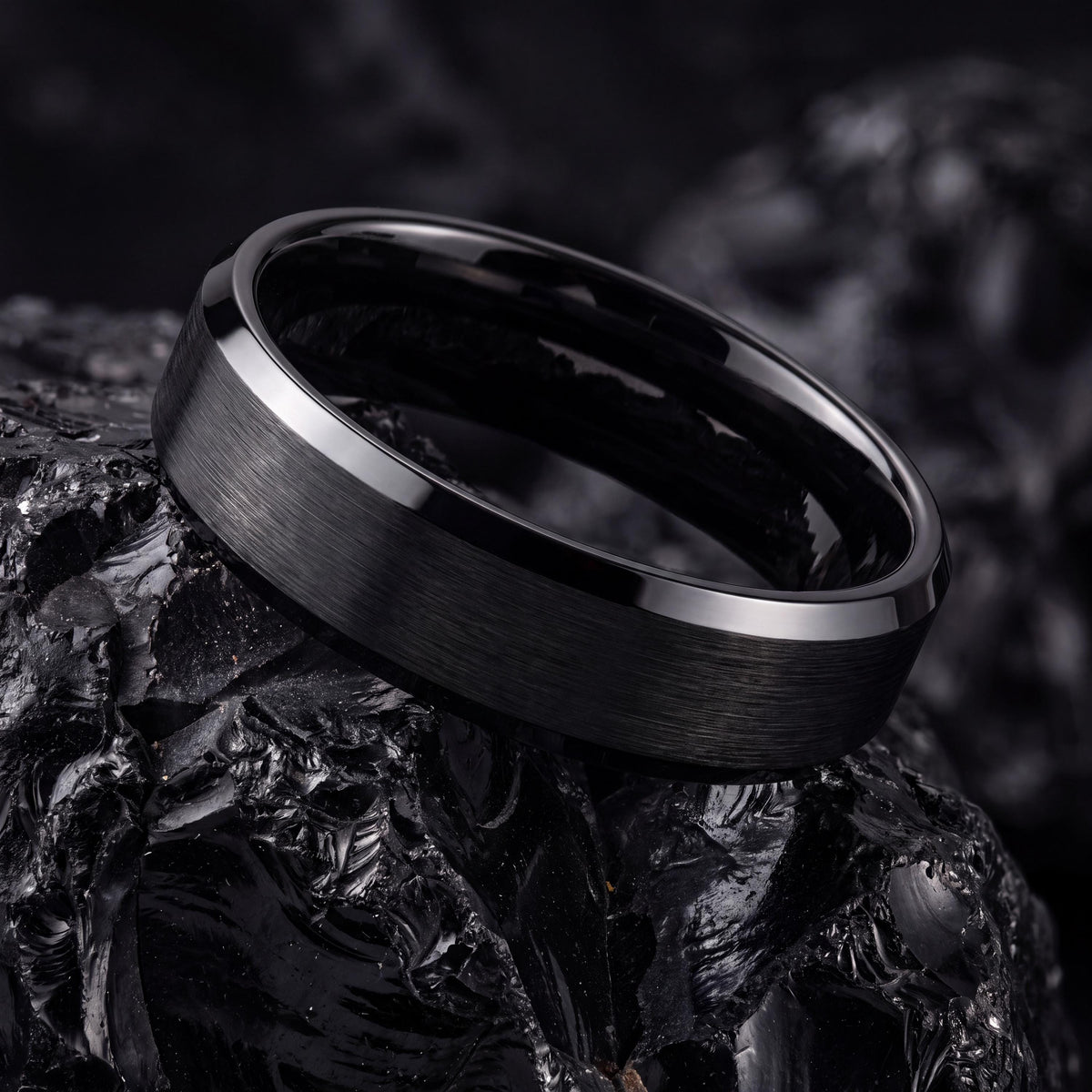 Black Tungsten Ring, Mens Wedding Band, Black Engagement Ring, Couple Promise Ring, Tungsten Carbide Ring, Anniversary Ring, Unique Ring