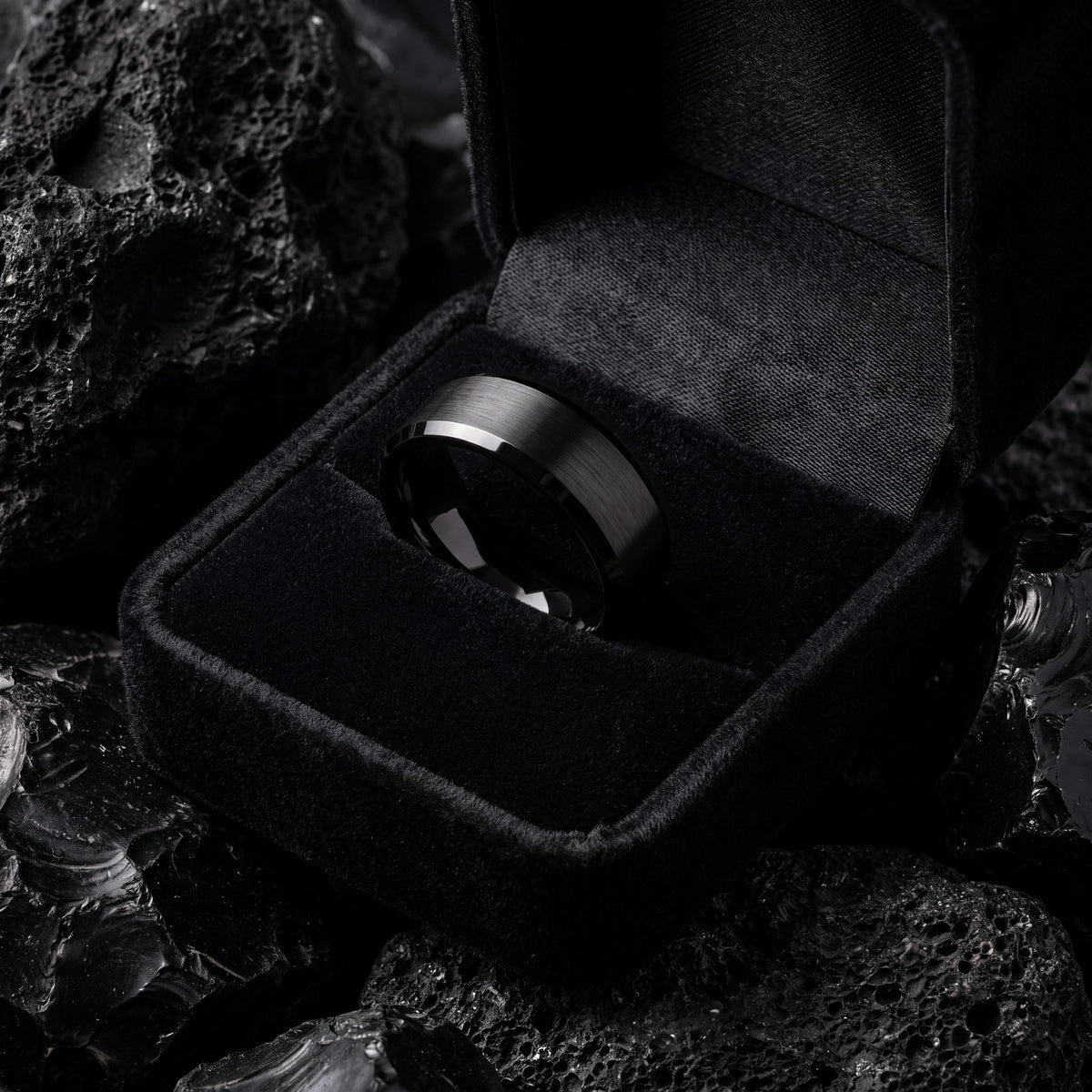 Black Tungsten Ring, Mens Wedding Band, Black Engagement Ring, Couple Promise Ring, Tungsten Carbide Ring, Anniversary Ring, Unique Ring