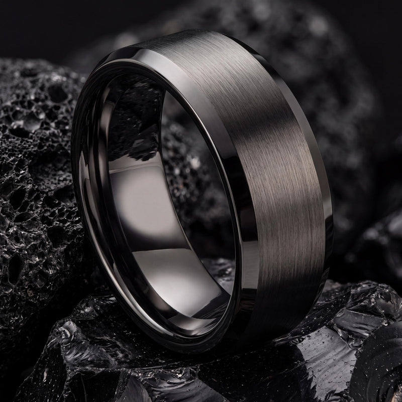 Tungsten Wedding Band,Mens Tungsten Wedding Band,Womens Wedding Bands,Wedding Band Set His And Hers Unique,Male Wedding Band Gunmetal 4Mm,10