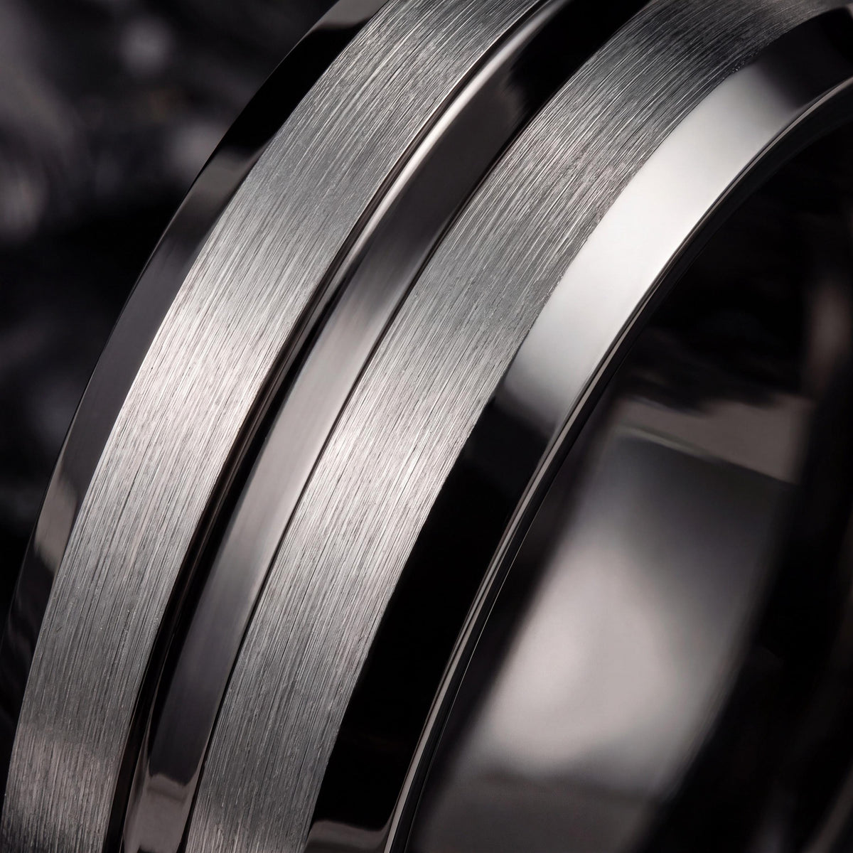 Gunmetal Tungsten Wedding Band, 8mm Silver Inlay, Comfort Fit