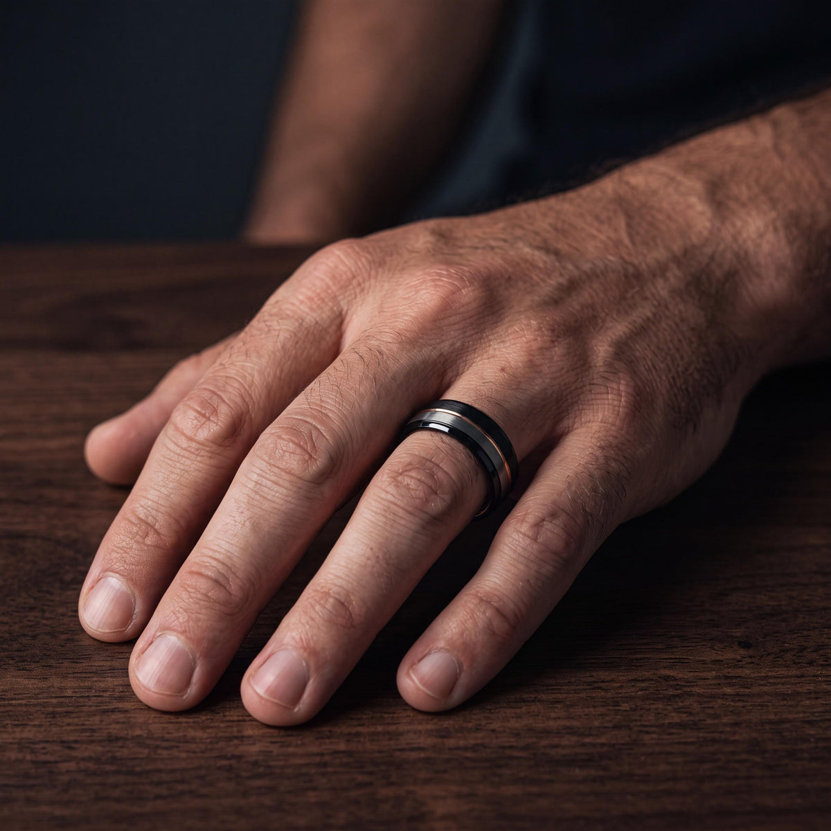 Wedding Band Women,Mens Wedding Band Etched,Black Rose Gold Wedding Band Tungsten,Silver Natural Ring,Rose Gold Blue Ring,Mens Rings Black,8