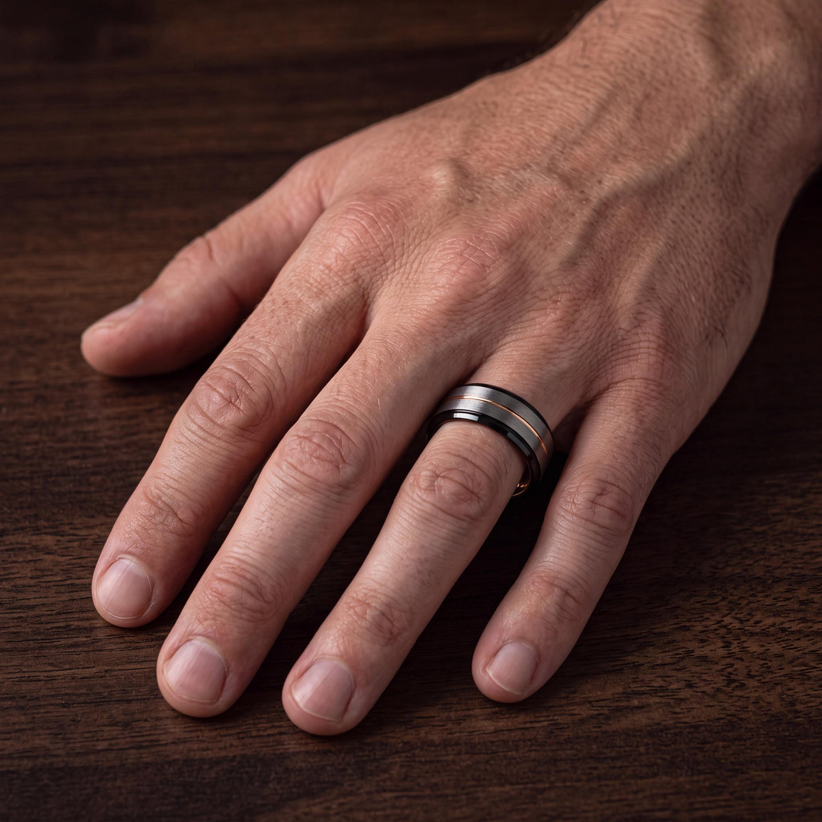 Mens Tungsten Wedding Band,Matching Wedding Bands,Nerdy Wedding Bands,Black Line Rose,Silver Ring Band Size 12,Rose Gold Class Ring,Black,10