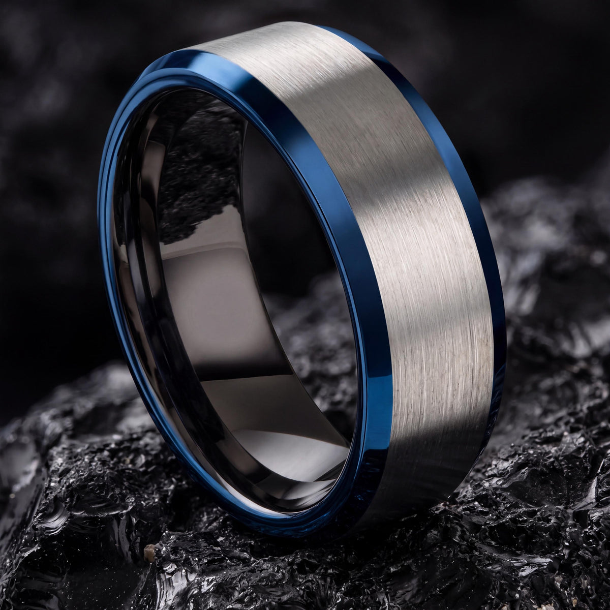 Wedding Bands,Mens Tungsten Wedding Band,Wedding Bands Set,Couples Wedding Rings,Gray Tungsten Wedding Band,Mens Rings Black,Blue Jewelry,10