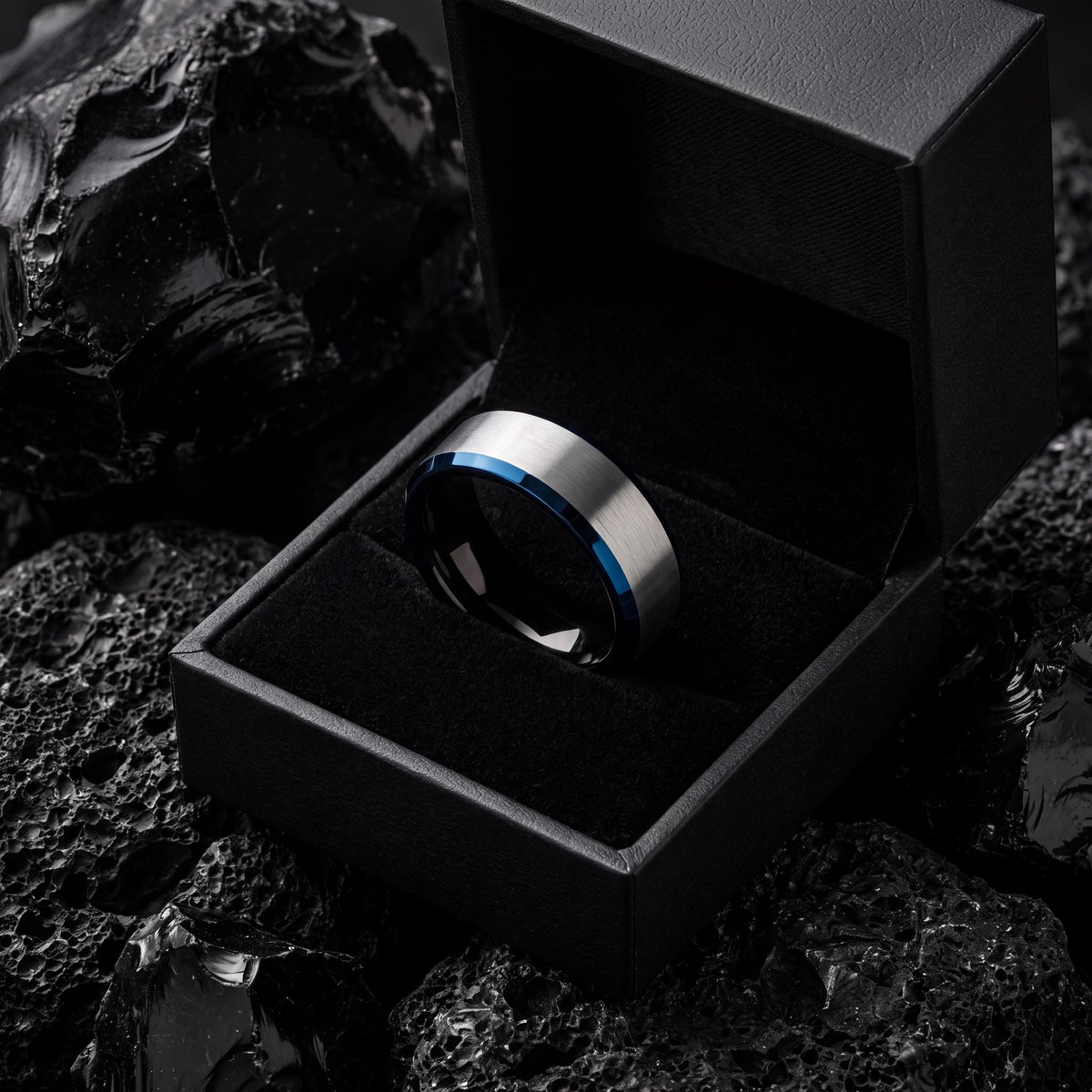 Wedding Bands,Mens Tungsten Wedding Band,Wedding Bands Set,Couples Wedding Rings,Gray Tungsten Wedding Band,Mens Rings Black,Blue Jewelry,10