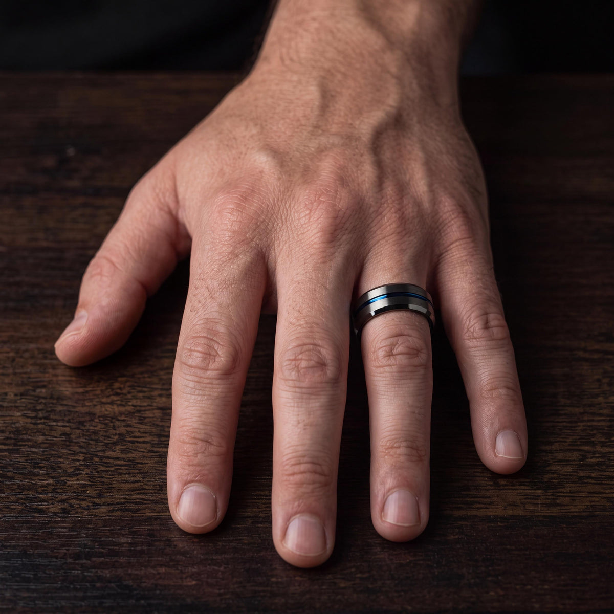 Mens Wedding Band,Tungsten Wedding Band,His and Hers Wedding Bands,Couple Wedding Bands,Male Wedding Band Gunmetal 8mm,Dusty Blue Wedding,10