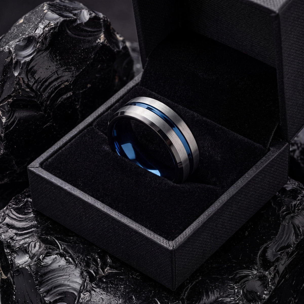 Wedding Ring,Mens Wedding Band Tungsten,Matching Wedding Bands,Curved Wedding Bands,Gunmetal Men Wedding Band,Men Ring Silver,Mens Blue Ring