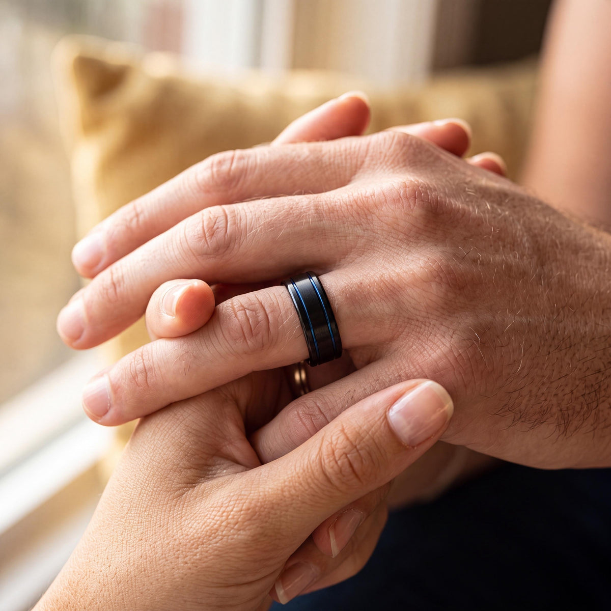 Wedding Bands,Mens Tungsten Wedding Band,Wedding Bands Women Unique,Tapered Wedding Band,Black Wedding Band Men,Dainty Blue Ring Stackable,1