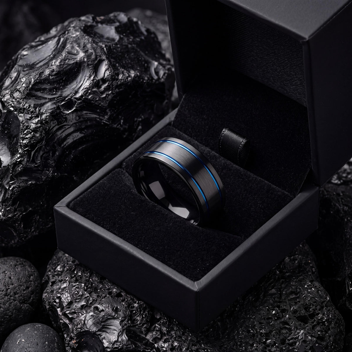 Wedding Bands,Mens Tungsten Wedding Band,Wedding Bands Women Unique,Tapered Wedding Band,Black Wedding Band Men,Dainty Blue Ring Stackable,1
