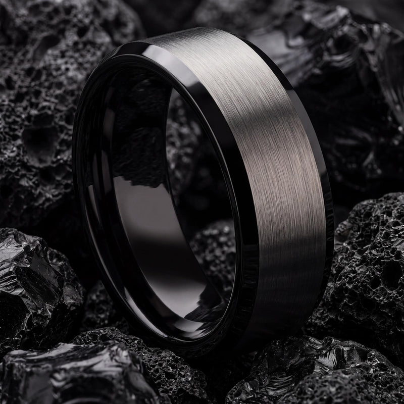 Wedding Band,Tungsten Wedding Band,Mens Wedding Ring,Unique Matching Wedding Bands,Male Wedding Band Gunmetal 6mm,Mens Wedding Band Black,10