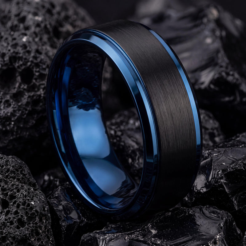 Wedding Bands,Tungsten Wedding Band,Unique Wedding Band,His And Her Wedding Bands,Black Wedding Band,Thin Blue Line,For,Gifts,Anniversary,10