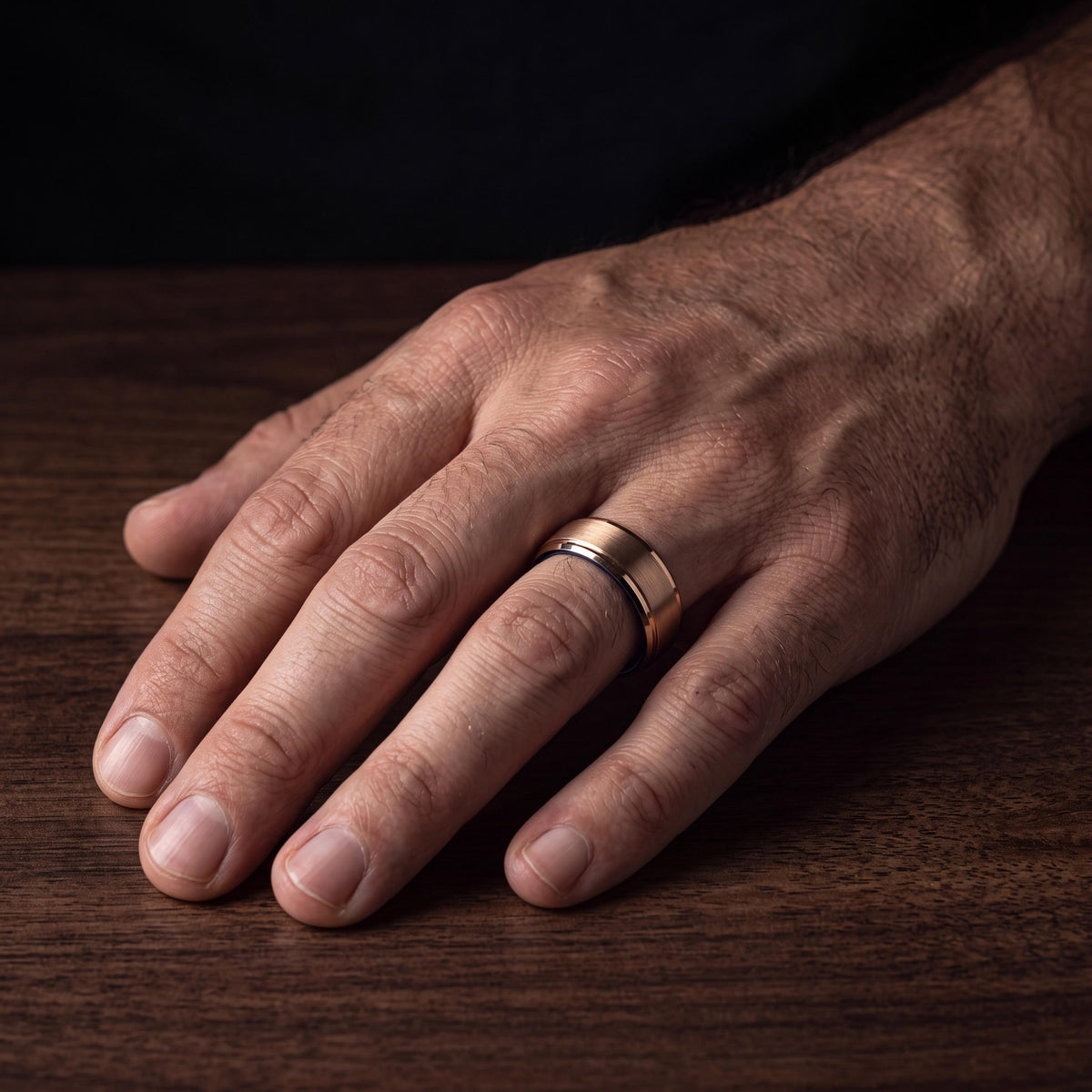 Mens Wedding Band,Mens Tungsten Wedding Band,Curved Wedding Band,Alternative Wedding,Rose Gold Cursive Letters,Dainty Blue Ring Stackable,10