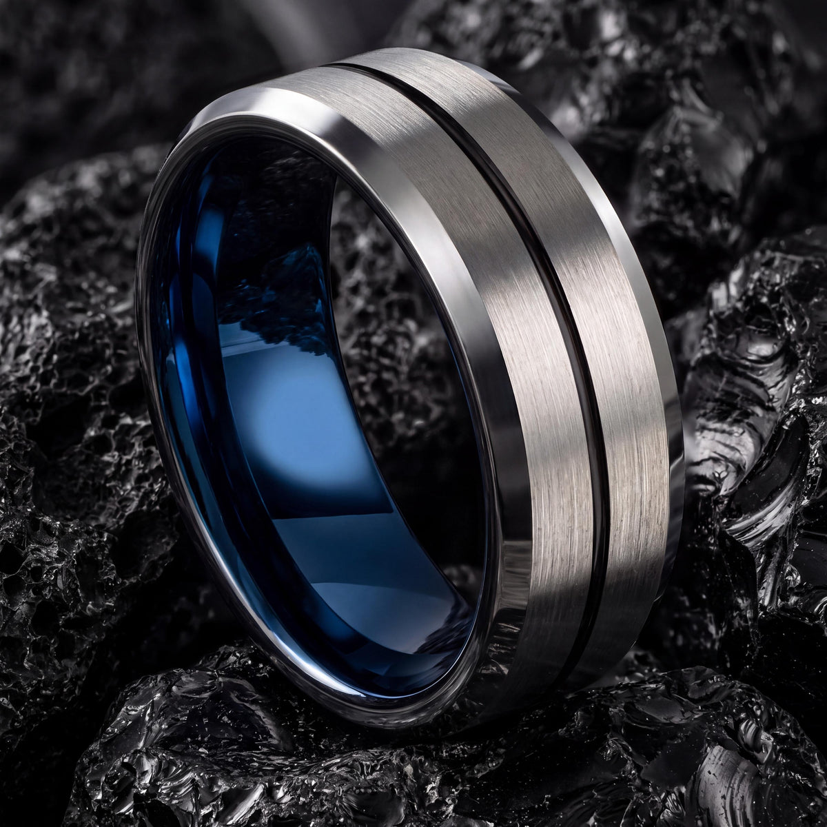Mens Wedding Band,Mens Tungsten Wedding Band,Unique Mens Wedding Band,Mens Wedding Bands Unique,Womens Silver Rings,Black Wedding,Royal Blue