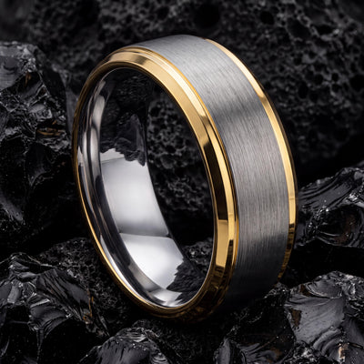 Wedding Band,Mens Tungsten Wedding Band,Wedding Ring Set,Dainty Wedding Band,Hammered Gold Ring Men,Mens Silver Rings,Silver and Gold Ring,8