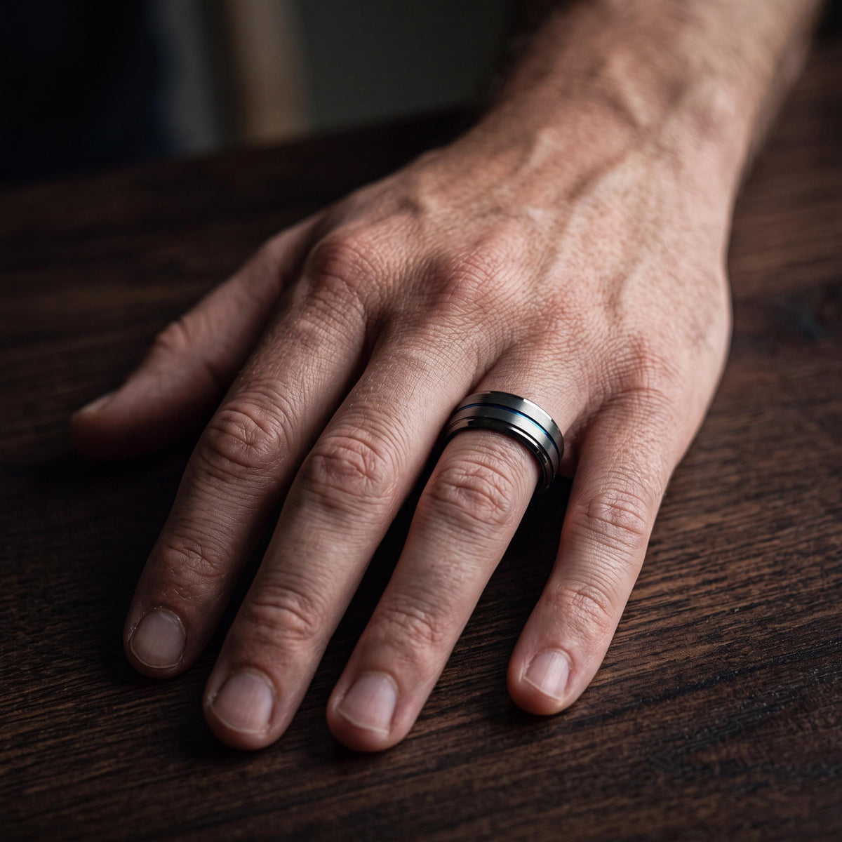 Mens Wedding Band,Tungsten Wedding Band,Wedding Bands Women,Mens Wedding Ring Unique,Gunmetal Men Wedding Band,Mens Ring Silver,Blue Rings,8