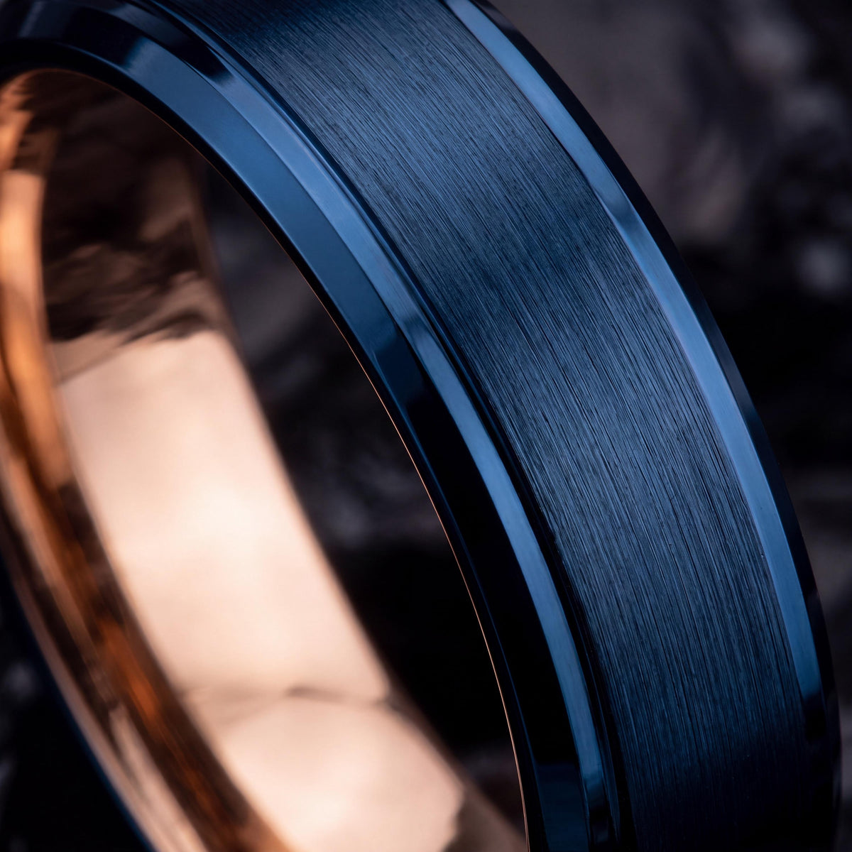 Tungsten Wedding Band,Mens Tungsten Wedding Band,Wedding Bands Women Unique,Wedding Ring Set His and Her,Rose Gold Couple Rings,Blue Rings,8