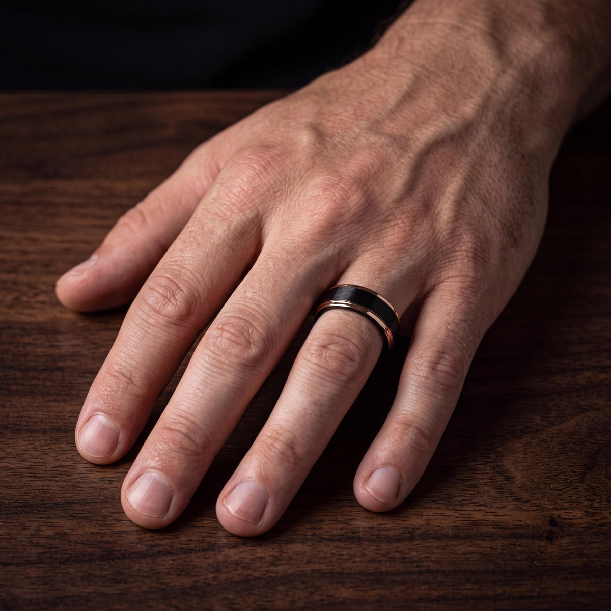 Unique Mens Wedding Band,Mens Thin Wedding Band,Black Rose Gold Wedding Band Tungsten,Rose Gold Mens Wedding Band,Mens Black Wedding Band,10