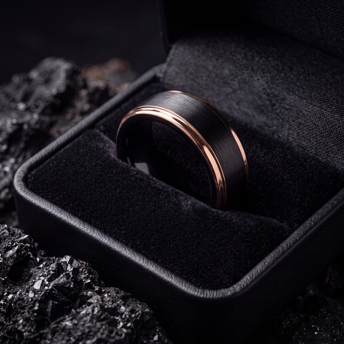 Unique Mens Wedding Band,Mens Thin Wedding Band,Black Rose Gold Wedding Band Tungsten,Rose Gold Mens Wedding Band,Mens Black Wedding Band,10