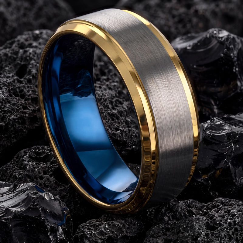 Tungsten Wedding Band,Mens Tungsten Wedding Band,Men Wedding Band,Wide Wedding Bands Women,Custom Gold Ring,Silver Thumb Ring,Mens Blue Ring