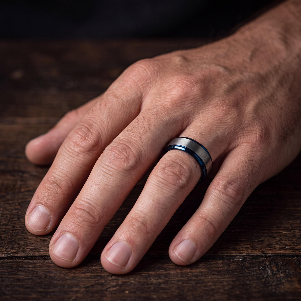 Mens Tungsten Wedding Band,Wedding Rings,Size 6 Wide Wedding Band,Mens Wedding Ring Silver And Blue,Womens Silver Rings,Blue Wedding Ring,10