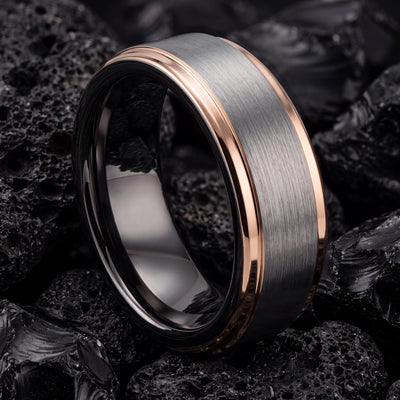 Mens Wedding Band Tungsten,Wedding Ring Set His And Hers,Women Wedding Band,Male Wedding Band Gunmetal 4Mm,Minimalist Silver Ring,Rosegold,1