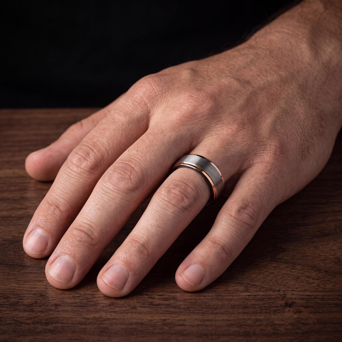 Mens Wedding Band Tungsten,Wedding Ring Set His And Hers,Women Wedding Band,Male Wedding Band Gunmetal 4Mm,Minimalist Silver Ring,Rosegold,1