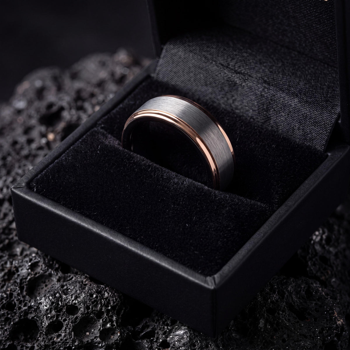 Mens Wedding Band Tungsten,Wedding Ring Set His And Hers,Women Wedding Band,Male Wedding Band Gunmetal 4Mm,Minimalist Silver Ring,Rosegold,1