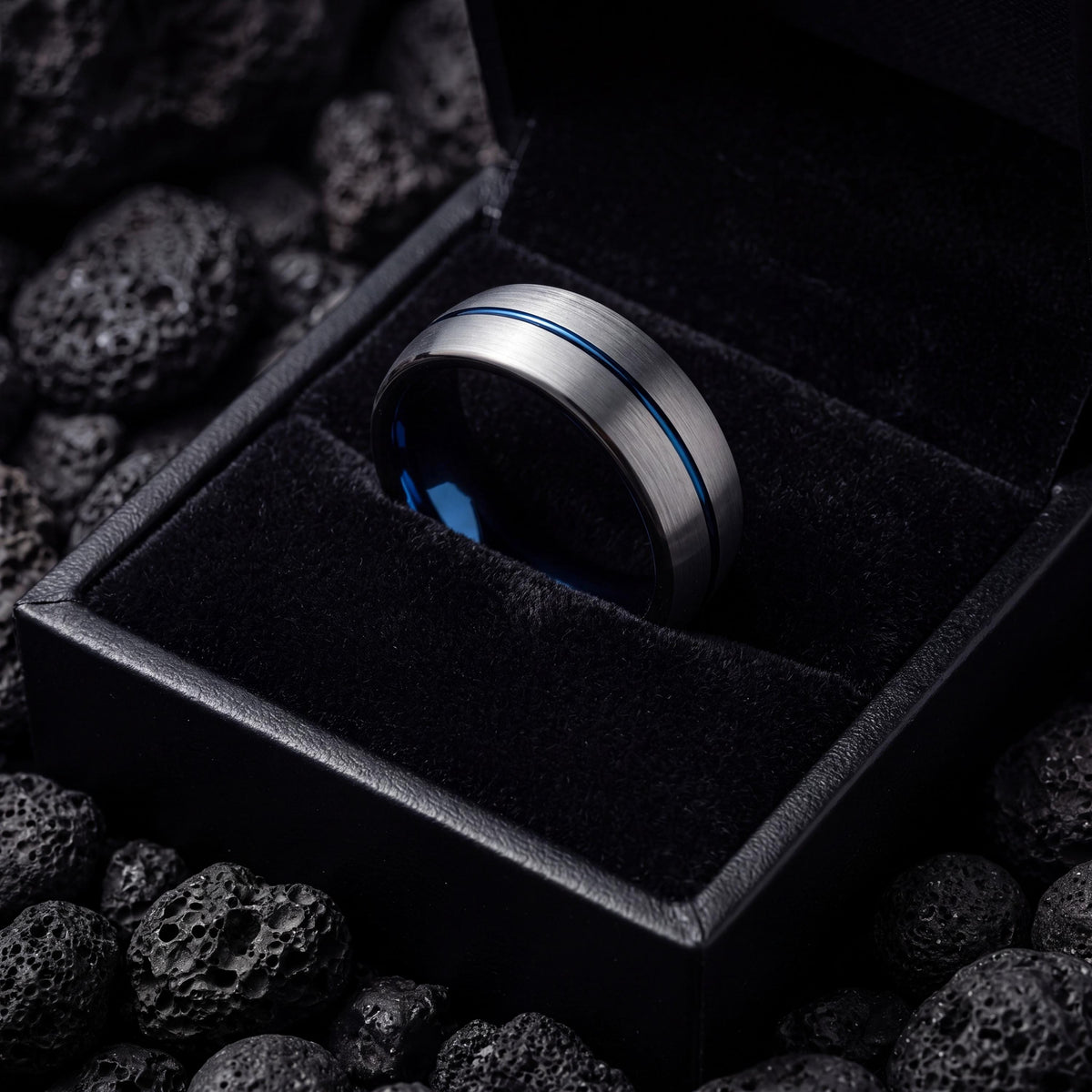 Mens Wedding Band,Mens Wedding Band Tungsten,Wedding Rings Women,Matching Wedding Rings Set,Gunmetal Men Wedding Band,Grey,Mens Rings Blue,8