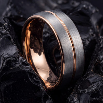 Tungsten Wedding Band,Unique Wedding Rings,Wedding Rings Sets His and Hers,Silver Rose Ring,Silver Big Ring,Female Rose Gold Wedding Band,10