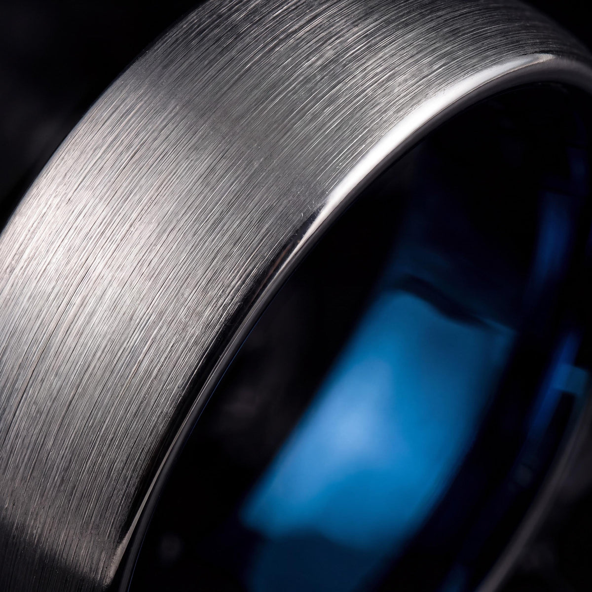 Mens Tungsten Ring Blue, Women Wedding Band Silver, Engagement Promise Ring, Christmas Gift 2024, Gifts for Her, Free Shipping