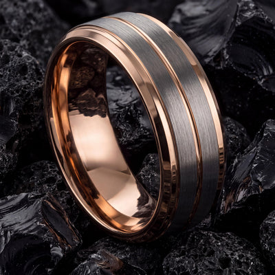 Mens Tungsten Wedding Band,His and Hers Wedding Bands,Man Wedding Bands,Silver Rose Ring,Mens Wedding Bands Silver,Rose Gold Stacking Ring,8
