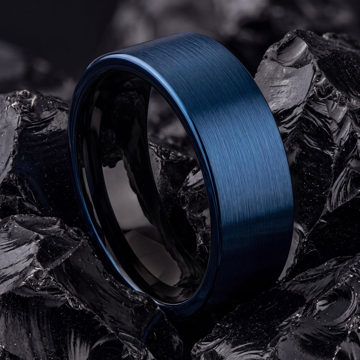Blue Wedding Band Men, Black Tungsten Ring 8mm, Engagement Ring, Promise Rings for Him, Gifts For Him Boyfriend, Christmas Gift