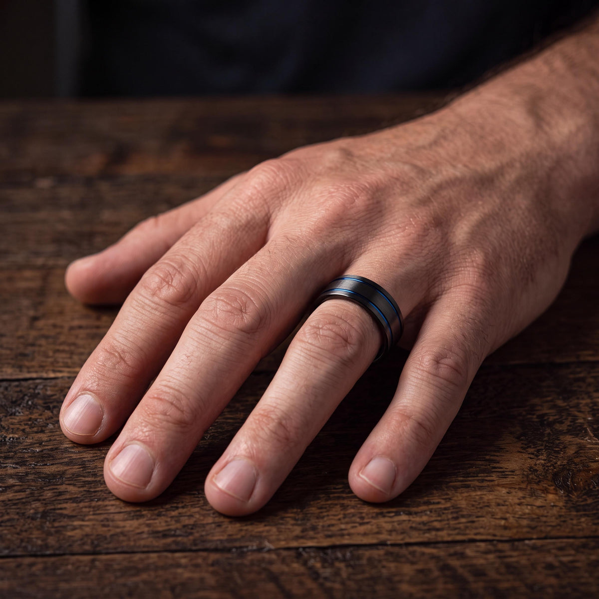 Tungsten Wedding Band,Mens Wedding Band Tungsten,Curved Wedding Band,Mens Thin Wedding Band,Male Wedding Band Gunmetal 8mm,Mens Rings Blue,8