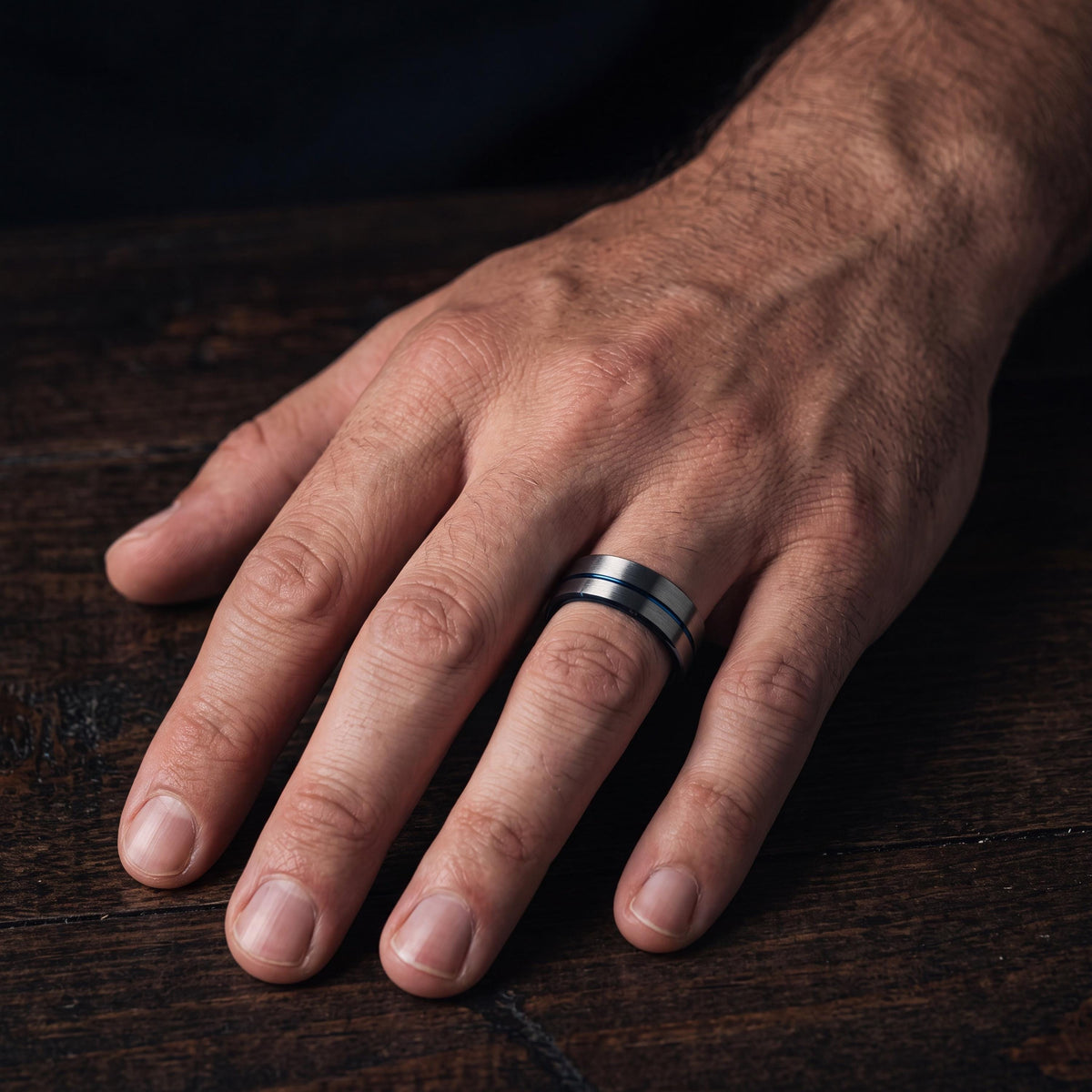 Mens Wedding Band Tungsten,Wedding Bands Women Unique,His and Hers Wedding Rings,Male Wedding Band Gunmetal 8mm,Silver Rings,Mens Rings Blue