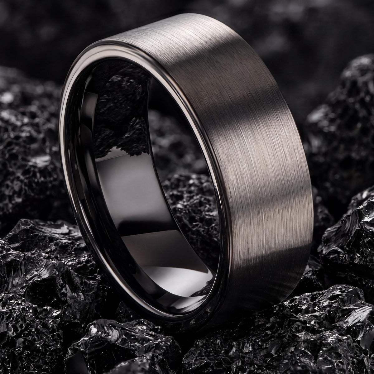 Tungsten Wedding Band,Mens Tungsten Wedding Band,Wedding Band Women,His and Her Wedding Bands,Male Wedding Band Gunmetal 8mm,Mens Ring Black