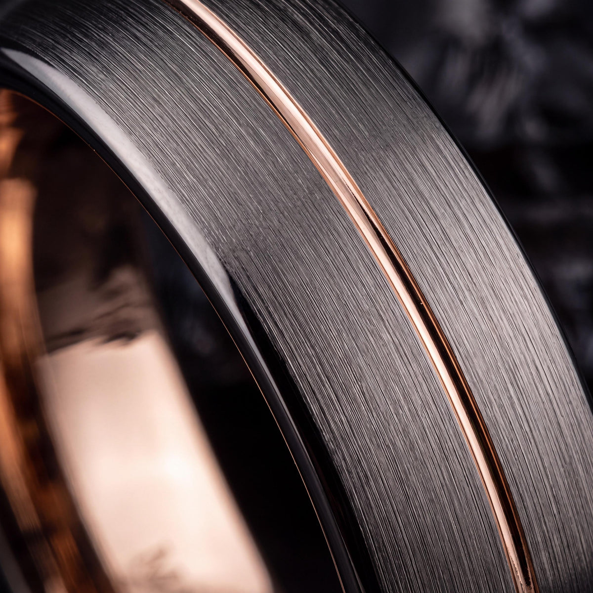 Mens Wedding Band Tungsten,Curved Wedding Band,Wedding Band Set His And Hers Unique,Male Wedding Band Gunmetal 4Mm,Rose Gold Cursive Letters