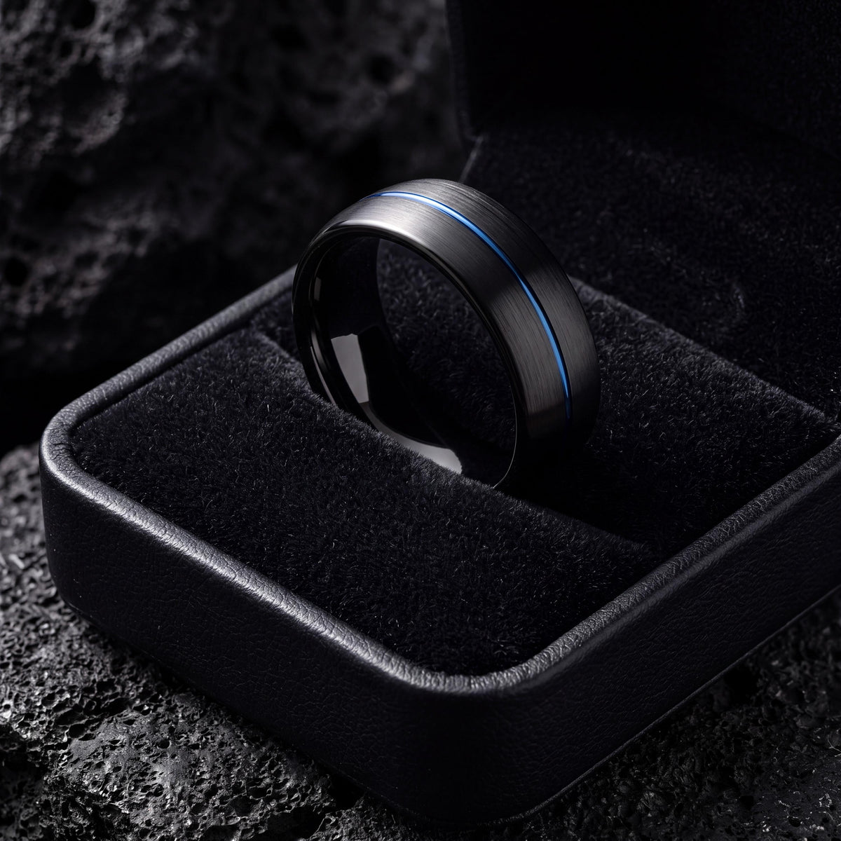 Tungsten Wedding Band,Mens Tungsten Wedding Band,Curved Wedding Band,Narrow Comfort Fit Wedding Band,Mens Wedding Band Black,Blue Jewelry,10
