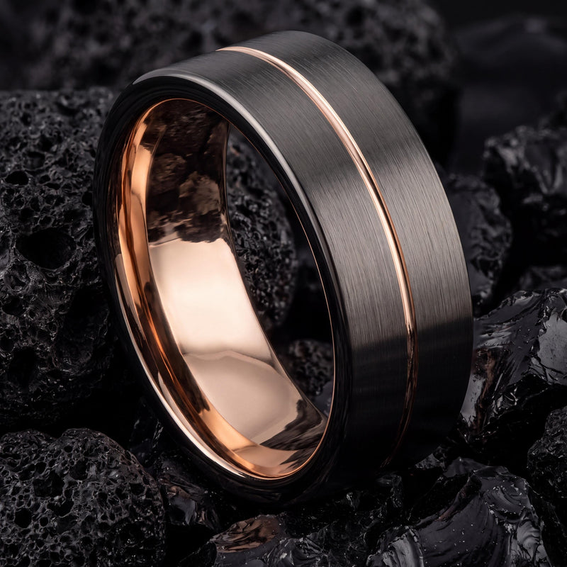 Wedding Band,Mens Tungsten Wedding Band,Wedding Bands Women,Male Wedding Band,Male Wedding Band Gunmetal 6mm,Female Rose Gold Wedding Band,8
