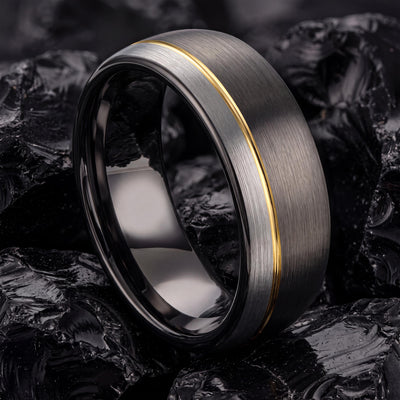 Tungsten Wedding Band,Mens Wedding Bands,Wedding Ring Set His and Hers Unique,Gunmetal Men Wedding Band,Gold Jewlery,Silver Handmade Ring,10
