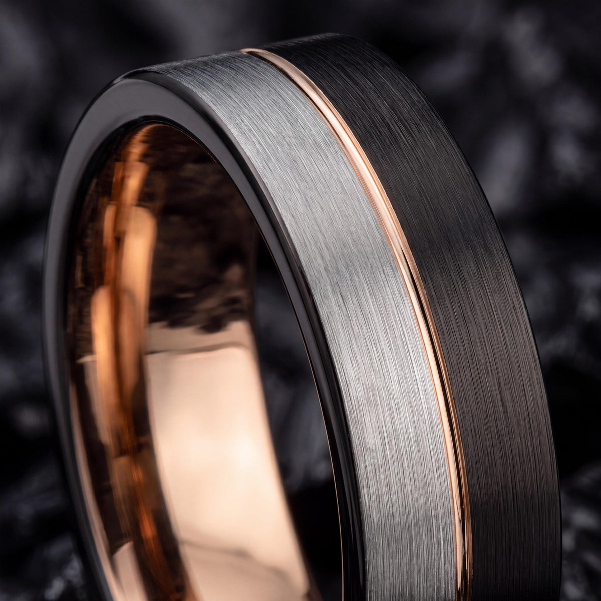 Womens Wedding Bands,Wedding Bands Set His And Hers Unique,Black Line Rose,Statement Rings Silver,Rose Wedding Band,Wedding Jewelry Black,10