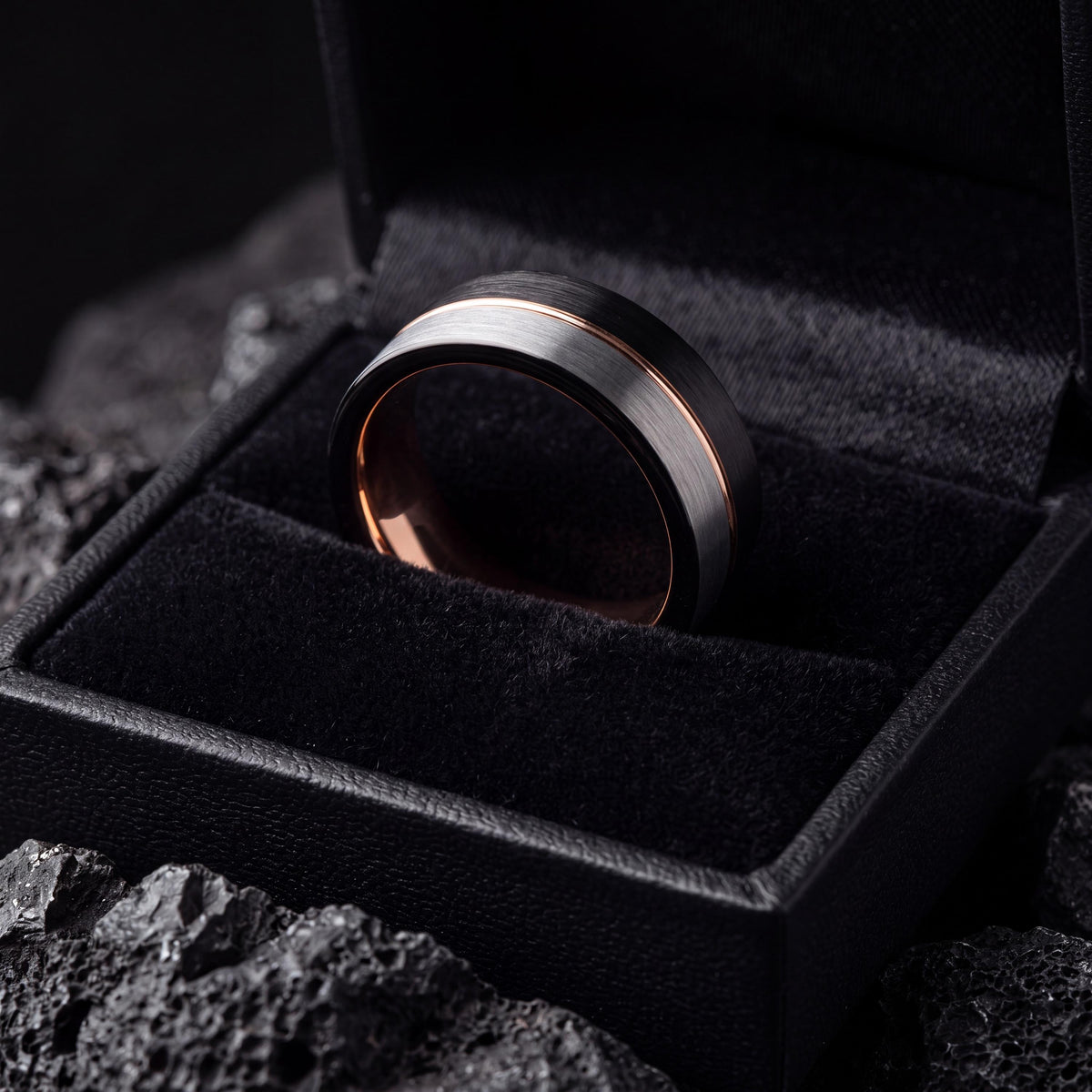 Womens Wedding Bands,Wedding Bands Set His And Hers Unique,Black Line Rose,Statement Rings Silver,Rose Wedding Band,Wedding Jewelry Black,10