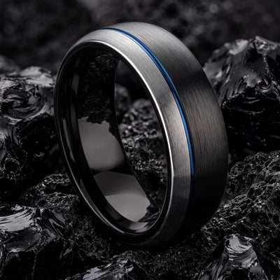 Wedding Ring,Mens Tungsten Wedding Band,Womens Wedding Bands,Simple Wedding Band,Silver Ring Women,Newly Wed Gifts Black,Blue Wedding Ring,8