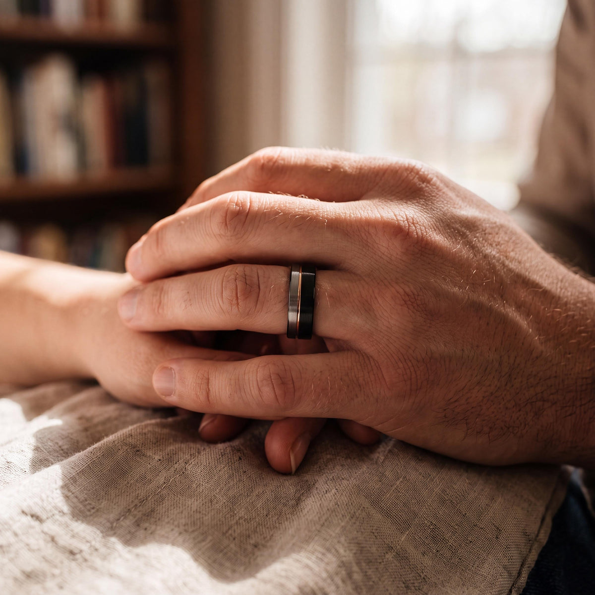 Wedding Band Men,Womens Wedding Ring,Rose Gold and Black Tungsten Wedding Band,Silver Couples Rings,Rose Gold Ring,Mens Wedding Band Black,8