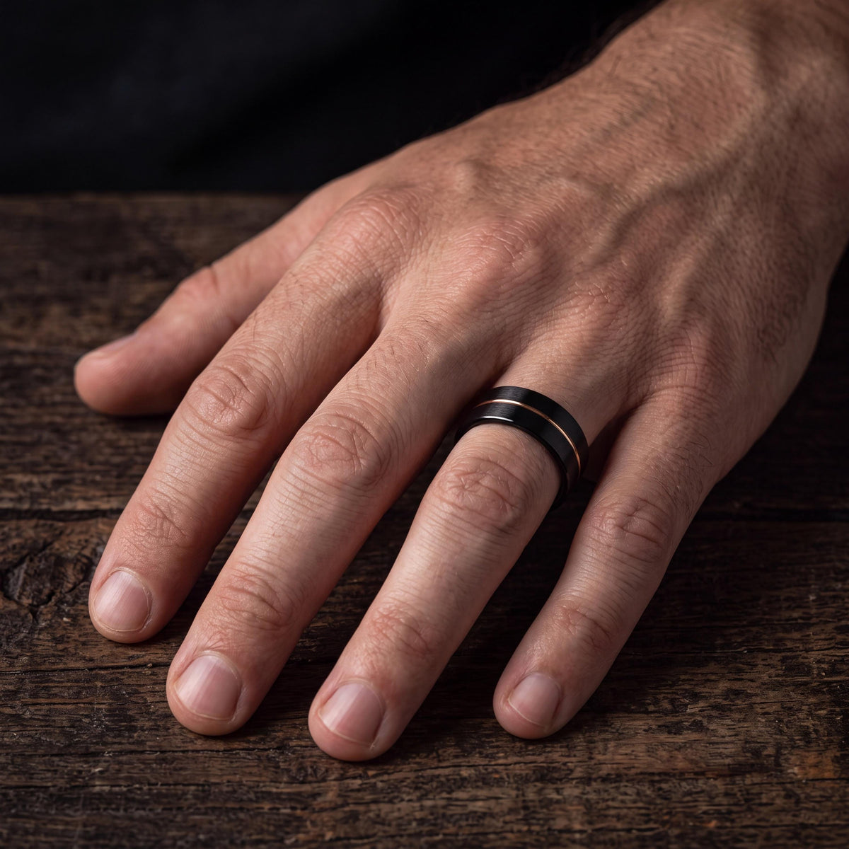 Mens Wedding Band Tungsten,Wedding Ring Set,Thin Wedding Band,Black Rose Gold Wedding Band Tungsten,Rose Gold Wedding Band Women,Black Metal
