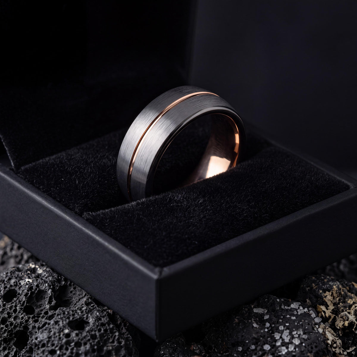 Wedding Band,Mens Tungsten Wedding Band,Unique Wedding Bands,Mens Wedding Band Etched,Gunmetal,Dainty Silver Rings,Rose Gold Cursive Letters