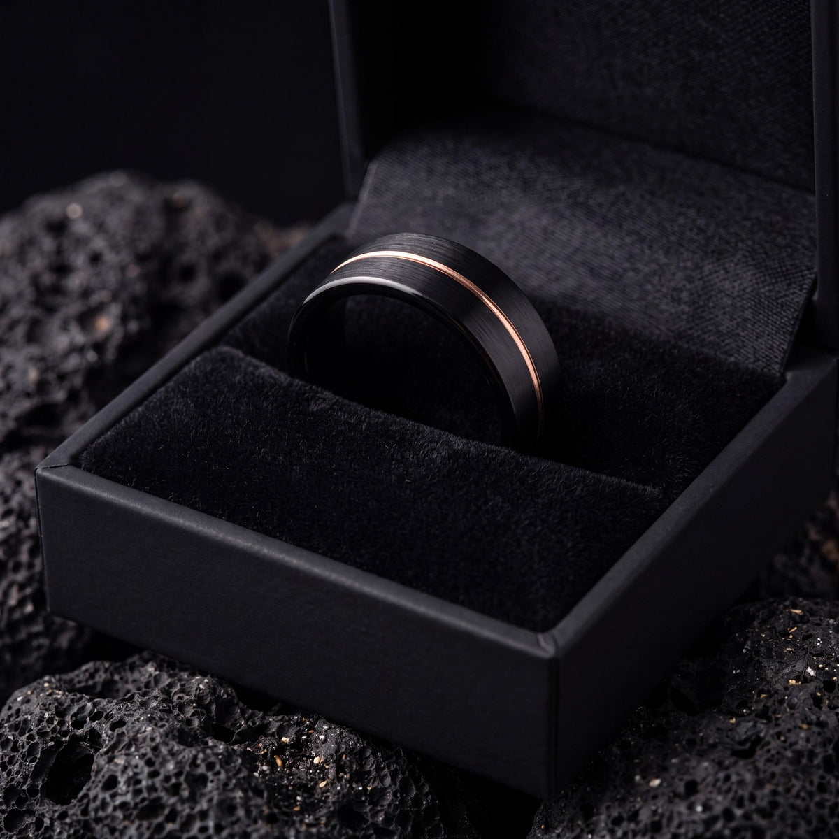 Mens Wedding Band Tungsten,Wedding Ring Set,Thin Wedding Band,Black Rose Gold Wedding Band Tungsten,Rose Gold Wedding Band Women,Black Metal