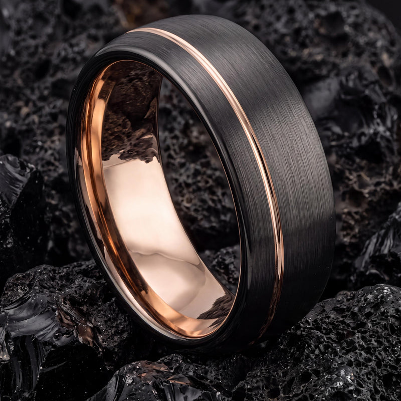 Mens Wedding Band Tungsten,Wedding Rings,Narrow Comfort Fit Wedding Band,Male Wedding Band Gunmetal 6mm,Rose Wedding Band,For,Gifts