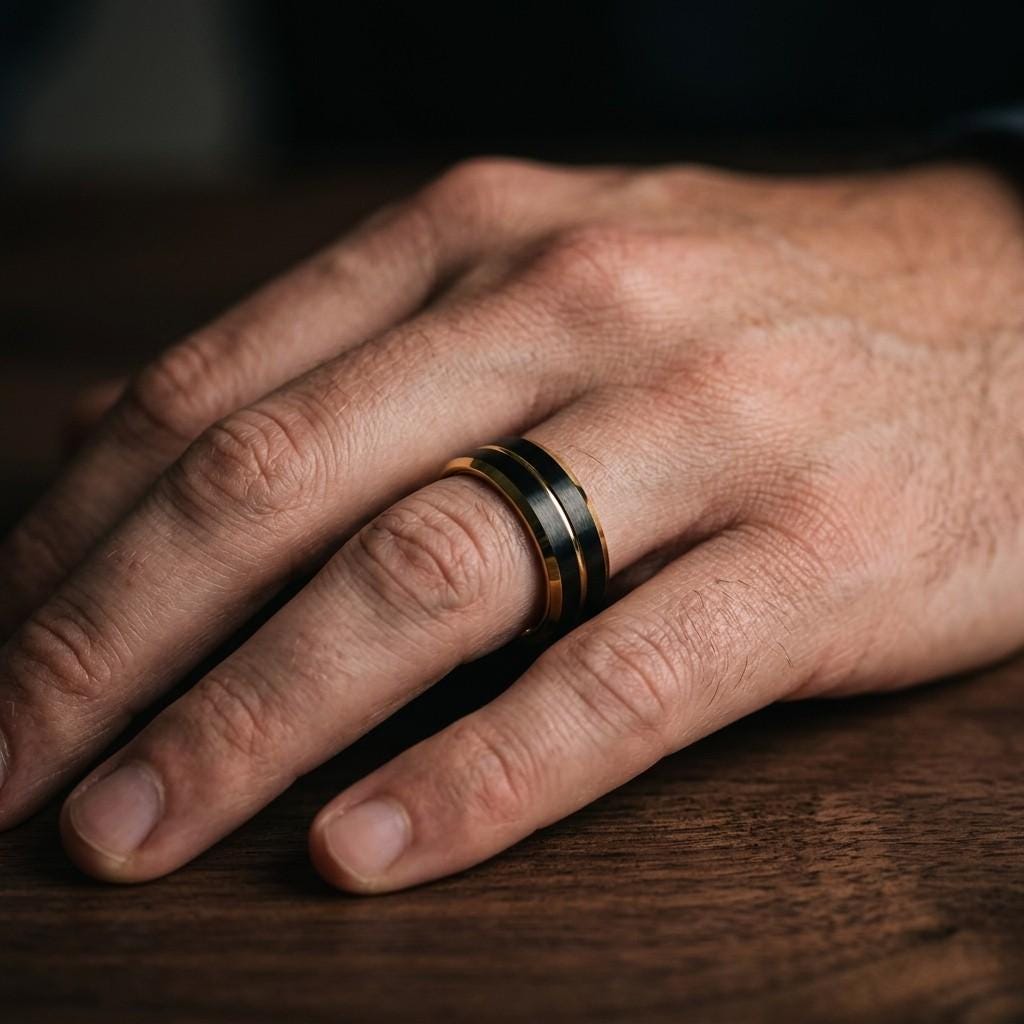 Tungsten Wedding Band,Mens Wedding Band Tungsten,Matching Wedding Bands,70Th Wedding Anniversary,Unique Gold Rings,Black Mens Wedding Band,8